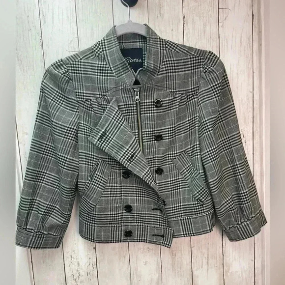 Guess 3/4 Sleeve Jacket size Small Black/White Fall/Winter - Picture 7 of 14